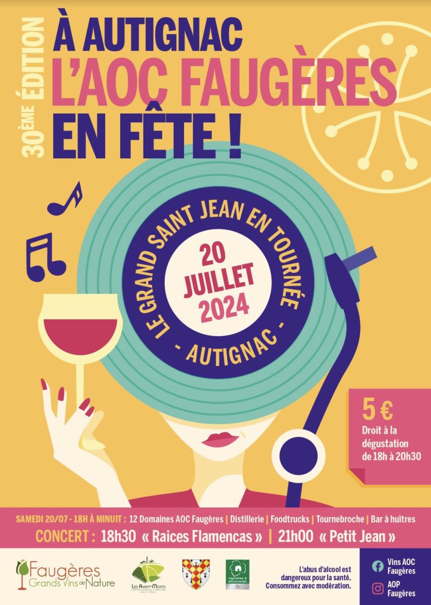 L’AOC Faugères en fête le 20 juillet à Autignac !